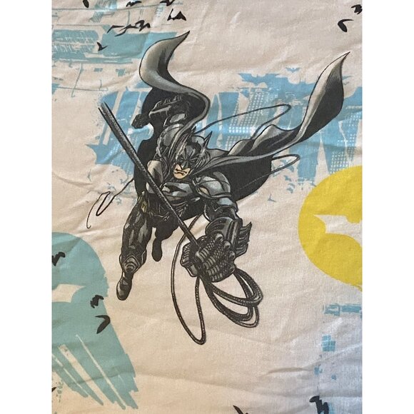 DC Comics Batman Twin Size Flat Sheet Blue Yellow Black - Picture 3 of 5